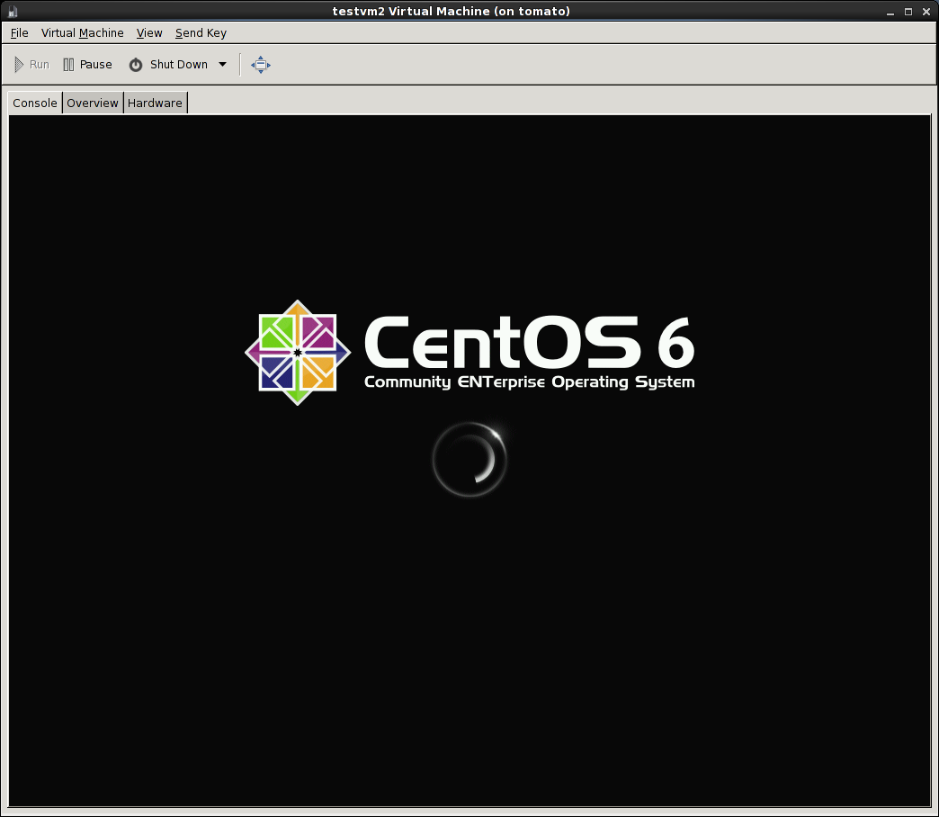 CentOS booting in the virt-manager console